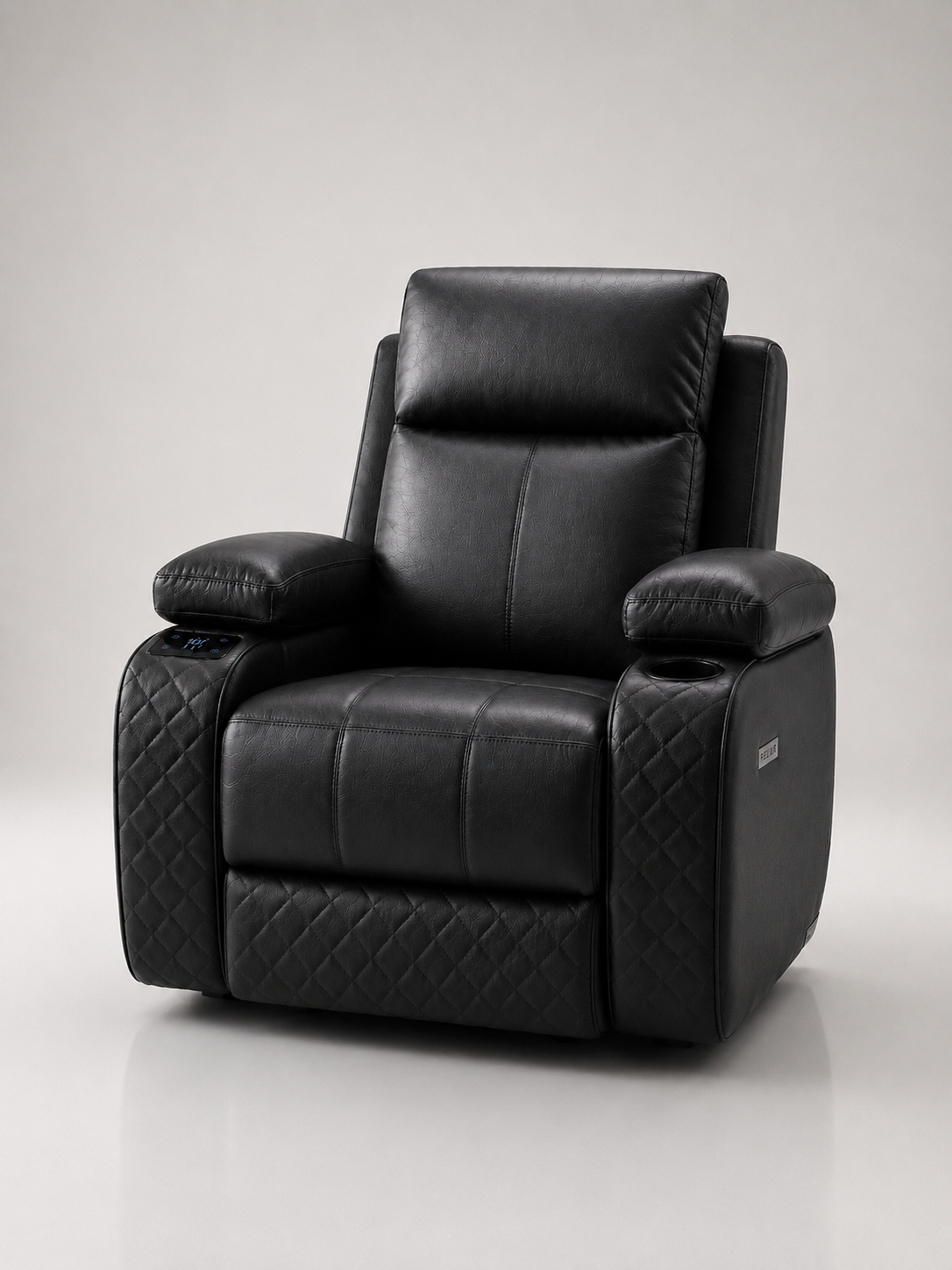 Climate Craft home recliner in Leather Black, Diamond quilted vegan leather
